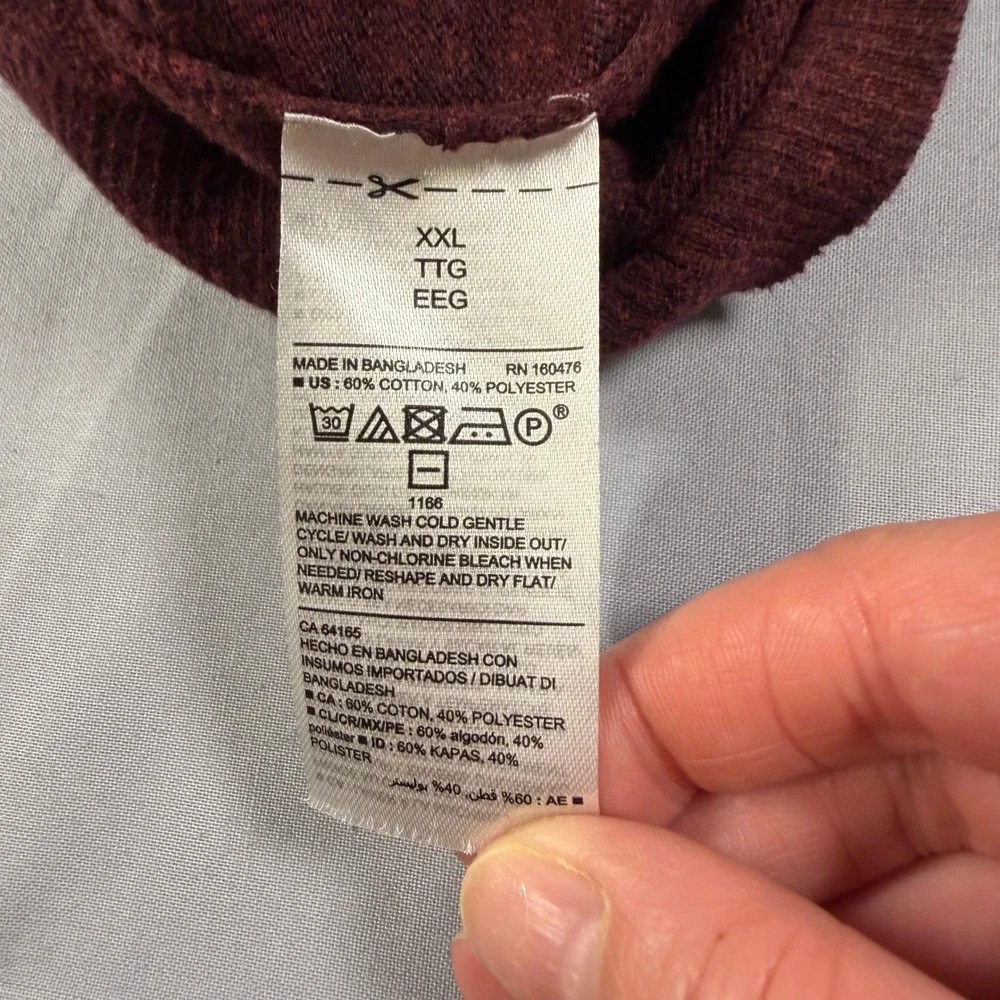 Old Navy Mens XXL Burgundy Heather Cotton Blend Crewneck Pullover Sweater